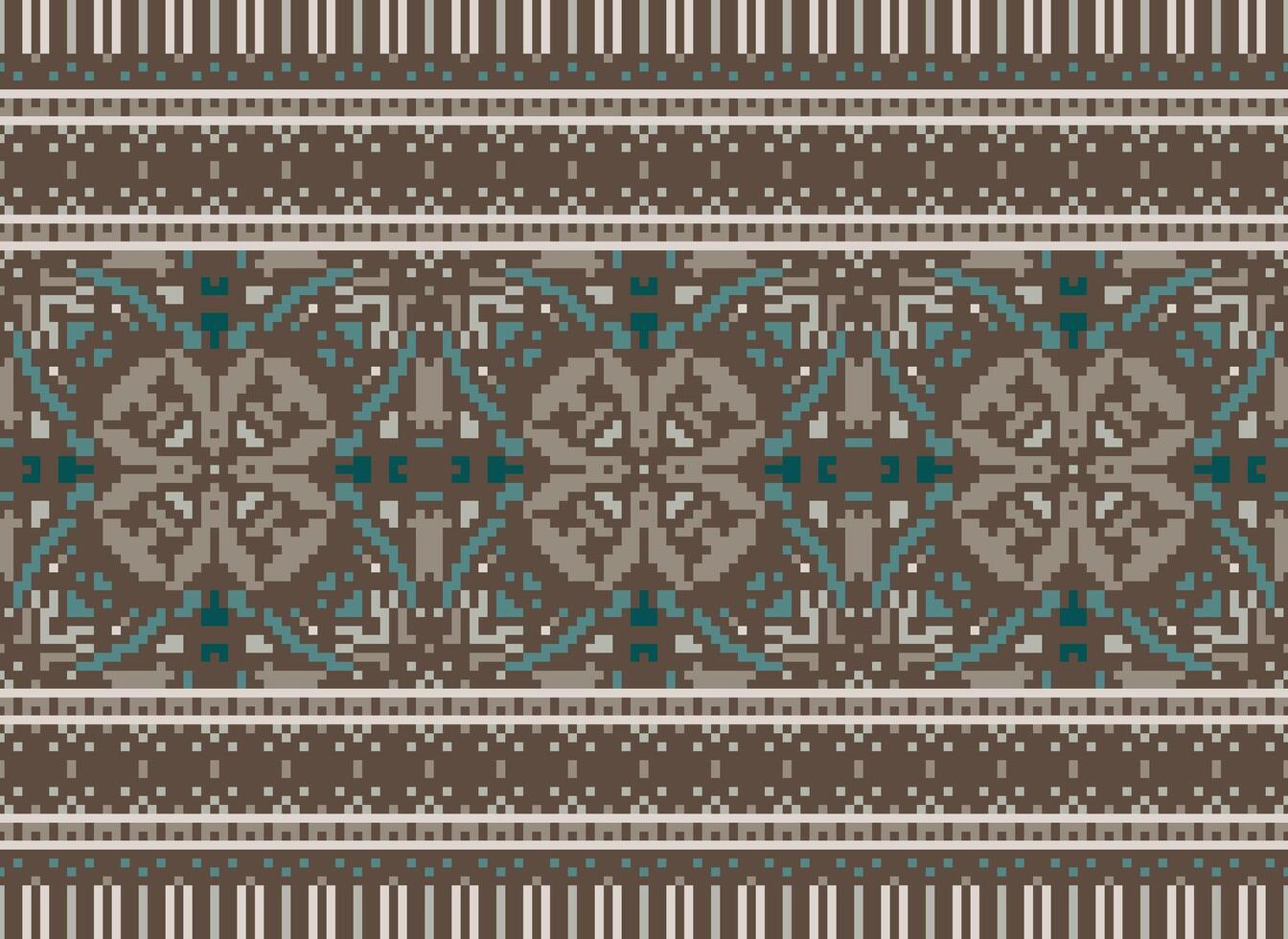 Pixel traditionell ethnisch Muster Paisley Blume Ikat Hintergrund abstrakt aztekisch afrikanisch indonesisch indisch nahtlos Muster zum Stoff drucken Stoff Kleid Teppich Vorhänge und Sarong vektor