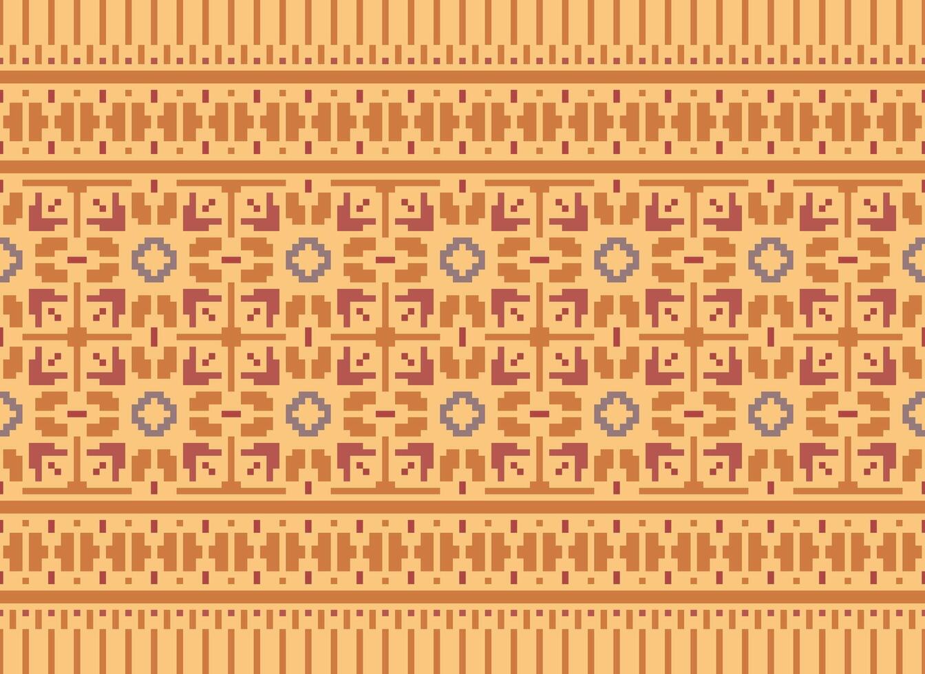 ein Blumen- Pixel Kunst Muster auf grau hintergrund.geometrisch ethnisch orientalisch Stickerei Vektor Illustration. Pixel Stil, abstrakt Hintergrund, Kreuz Stichdesign zum Textur, Stoff, Tuch, Schal, drucken