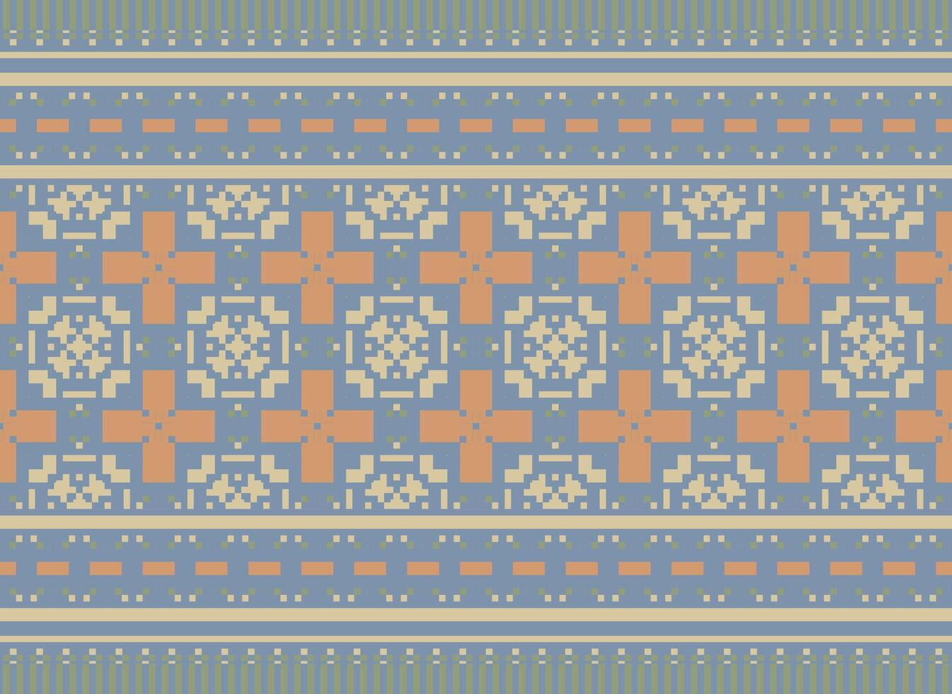 ein Blumen- Pixel Kunst Muster auf grau hintergrund.geometrisch ethnisch orientalisch Stickerei Vektor Illustration. Pixel Stil, abstrakt Hintergrund, Kreuz Stichdesign zum Textur, Stoff, Tuch, Schal, drucken