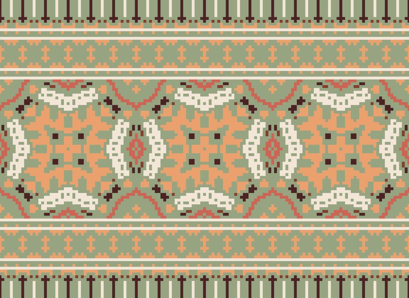 etnisk geometrisk tyg mönster korsa stitch.ikat broderi etnisk orientalisk pixel mönster blå bakgrund. abstrakt, vektor, illustration. textur, kläder, ram, dekoration, motiv, siden tapet. vektor