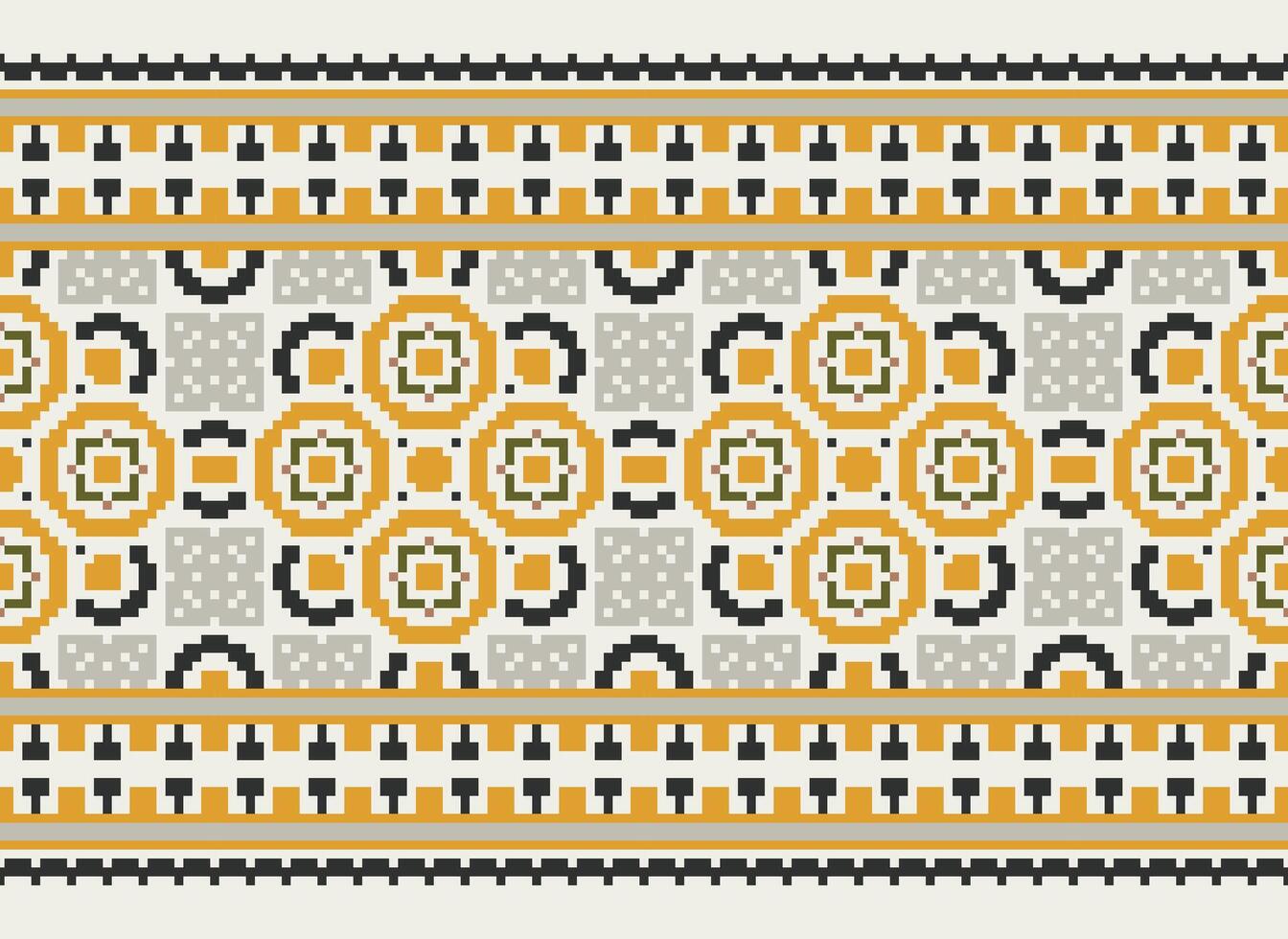 Kreuz Stich Muster mit Blumen- Entwürfe. traditionell Kreuz Stich Handarbeit. geometrisch ethnisch Muster, Stickerei, Textil- Ornamentik, Stoff, Hand genäht Muster, kulturell Nähen Pixel Kunst. vektor