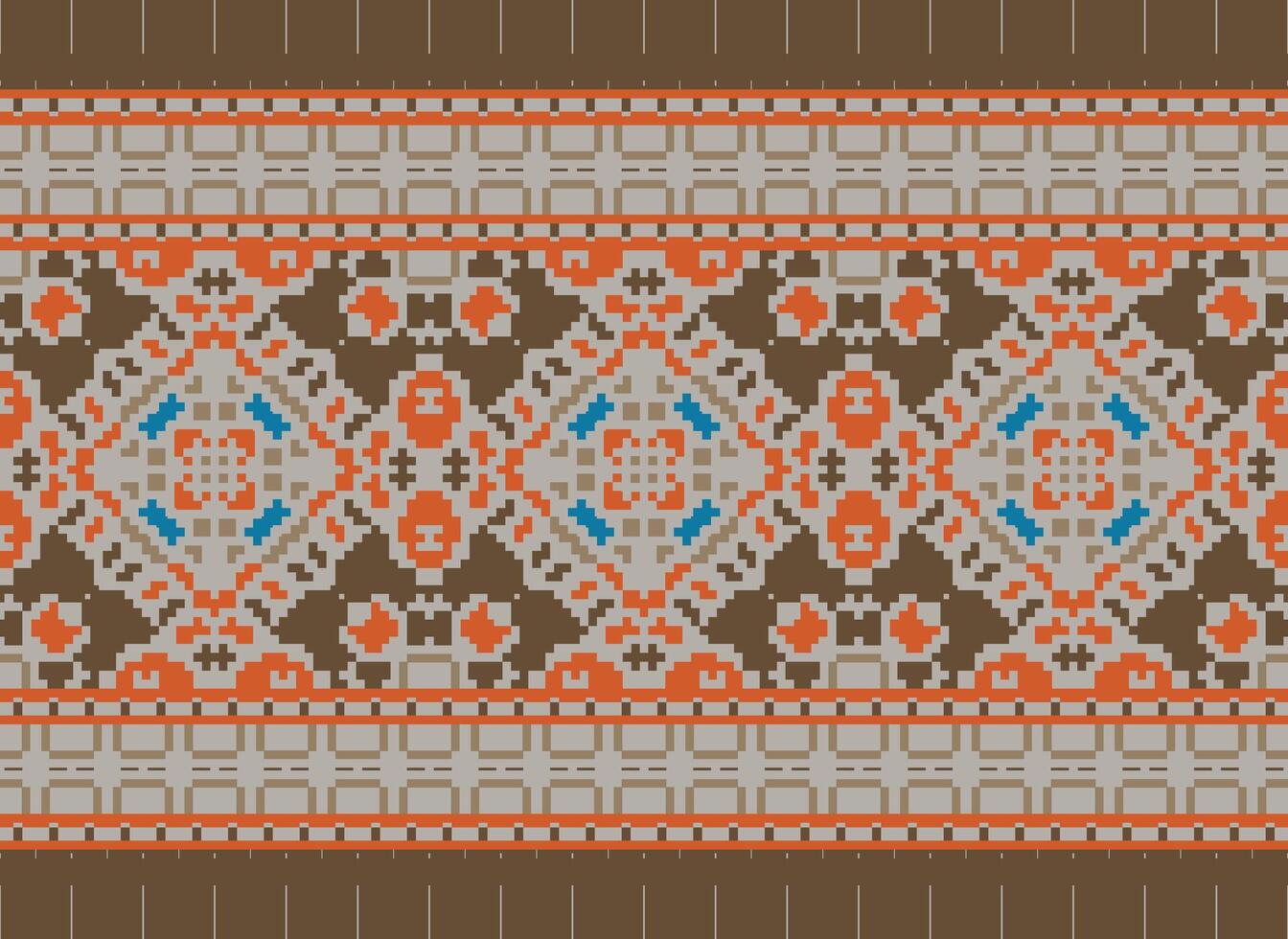 pixel traditionell etnisk mönster paisley blomma ikat bakgrund abstrakt aztec afrikansk indonesiska indisk sömlös mönster för tyg skriva ut trasa klänning matta gardiner och sarong vektor