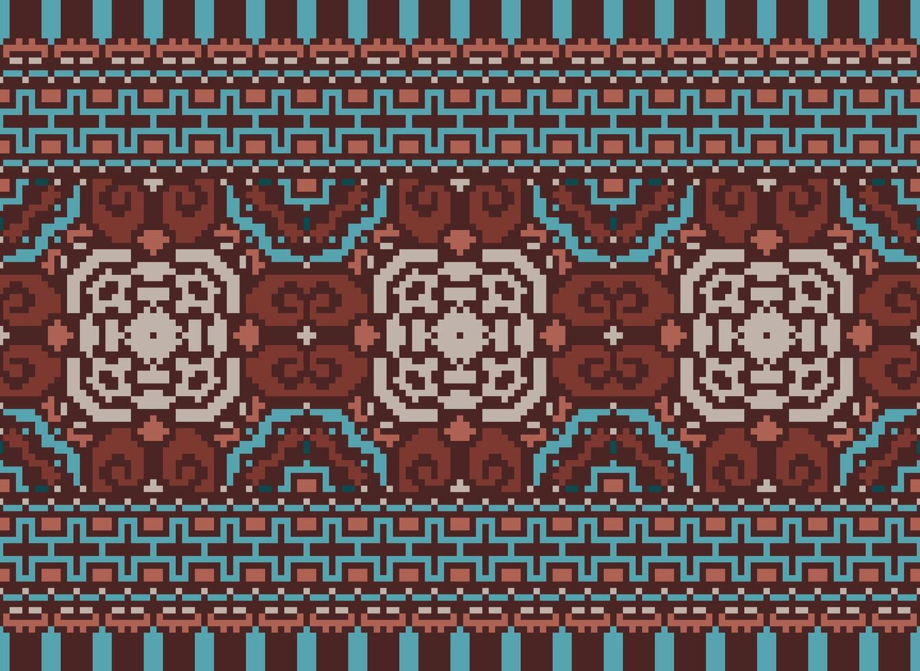 ethnisch geometrisch Stoff Muster Kreuz Stich.ikat Stickerei ethnisch orientalisch Pixel Muster Blau Hintergrund. abstrakt, vektor, illustration. Textur, Kleidung, Rahmen, Dekoration, Motive, Seide Hintergrund. vektor