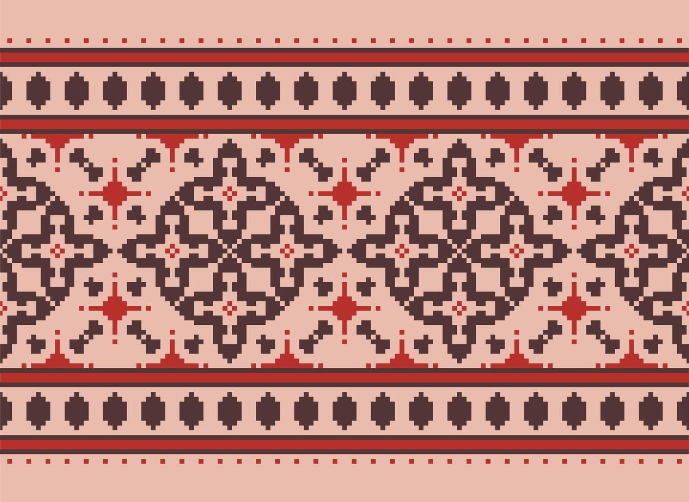 korsa sy mönster med blommig mönster. traditionell korsa sy handarbete. geometrisk etnisk mönster, broderi, textil- ornament, tyg, hand sys mönster, kulturell söm pixel konst. vektor