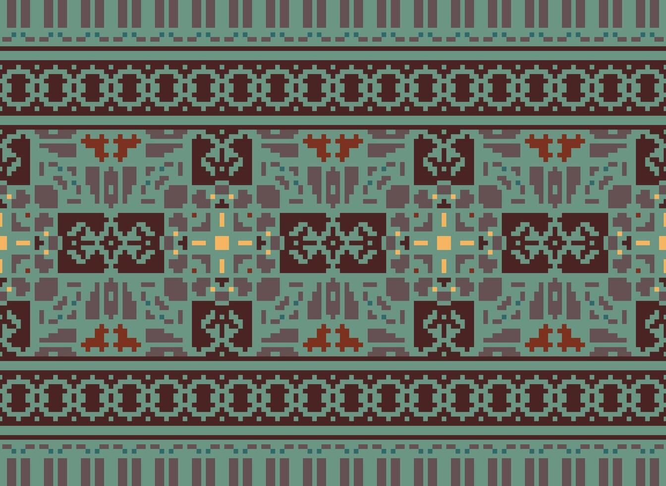 Pixel ethnisch Muster Vektor Hintergrund. nahtlos Muster traditionell, Design zum Hintergrund, Hintergrund, Batik, Stoff, Teppich, Kleidung, Verpackung, und textil.ethnisch Muster Vektor Illustration.