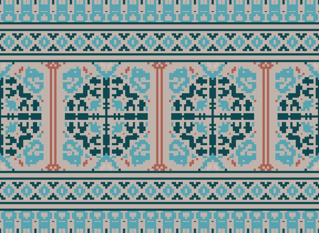 Natur Jahrgänge Kreuz Stich traditionell ethnisch Muster Paisley Blume Ikat Hintergrund abstrakt aztekisch afrikanisch indonesisch indisch nahtlos Muster zum Stoff drucken Stoff Kleid Teppich Vorhänge und Sarong vektor