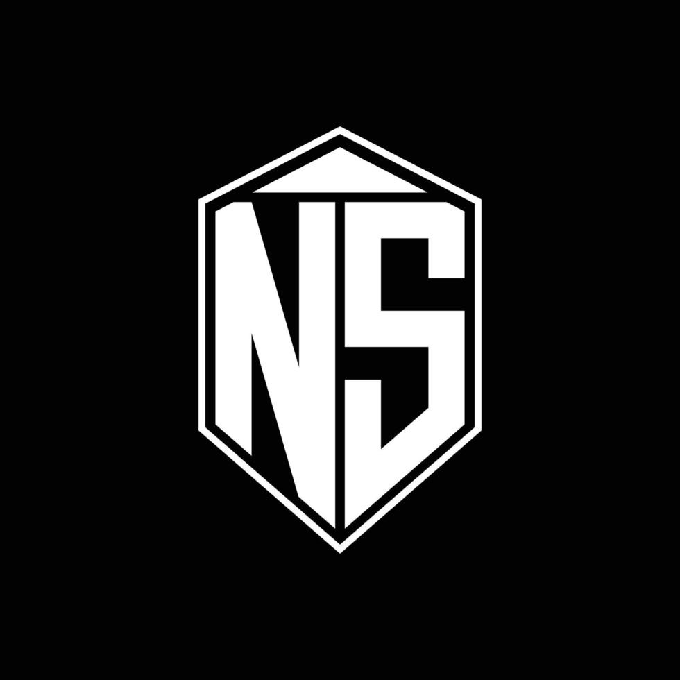 ns-Logo-Monogramm mit Emblemform-Kombinationstringle auf der oberen Designvorlage vektor