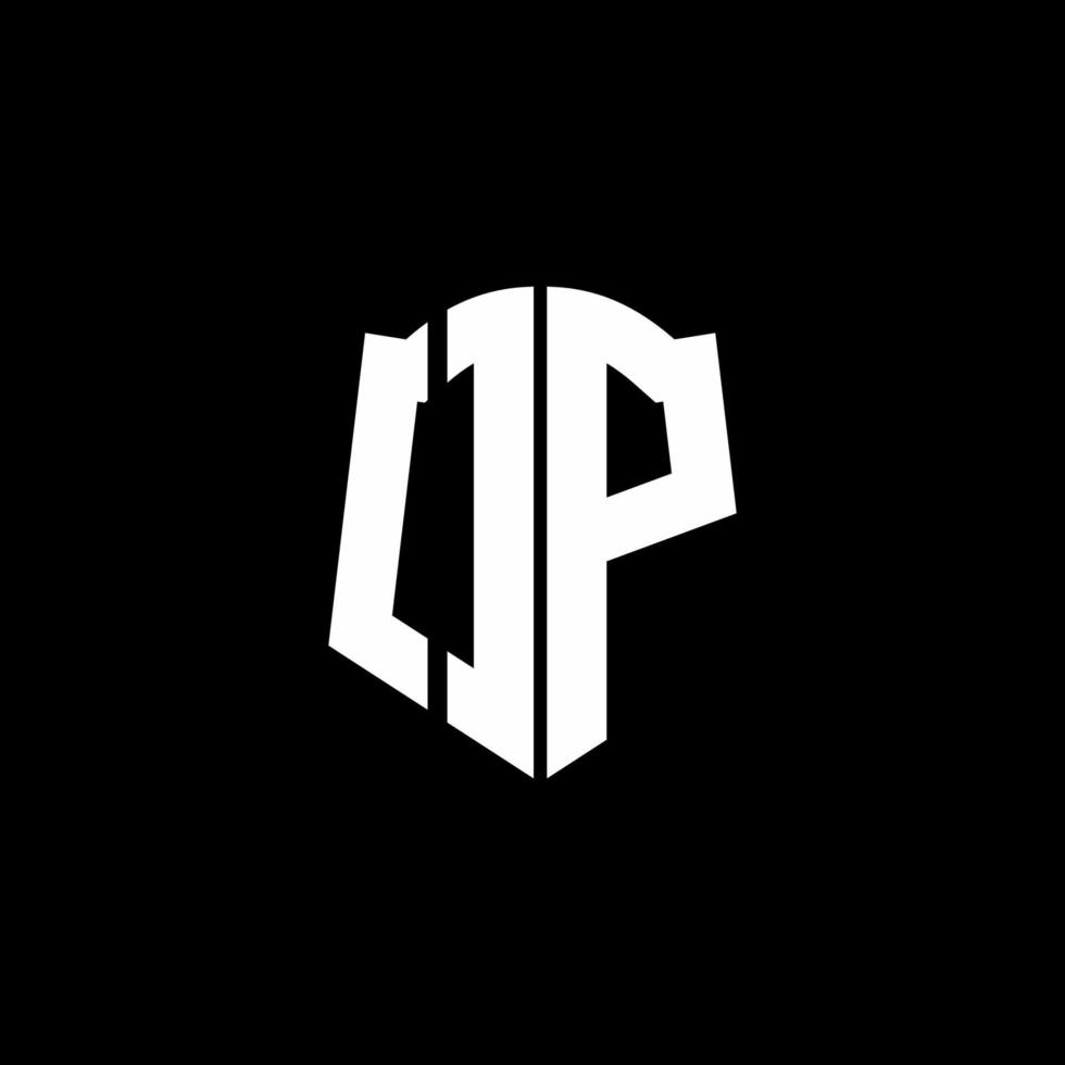 Op-Monogramm-Buchstaben-Logo-Band mit Schild-Stil auf schwarzem Hintergrund isoliert vektor