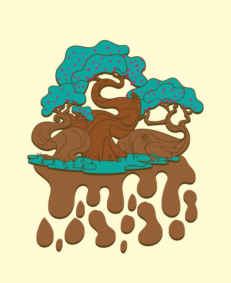 bonsai natur logotyp vektor illustration