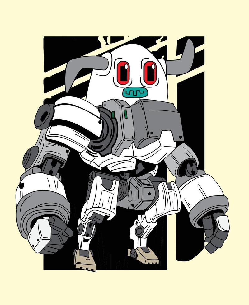 djur- robot illustration design för sukajan är betyda japan traditionell trasa eller t-shirt med digital hand dragen broderi män t-tröjor sommar tillfällig kort ärm höft hopp t skjorta streetwear vektor