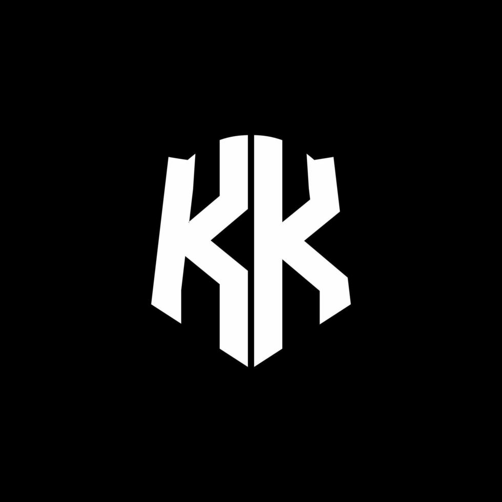 kk monogram brev logotyp band med sköld stil isolerad på svart bakgrund vektor
