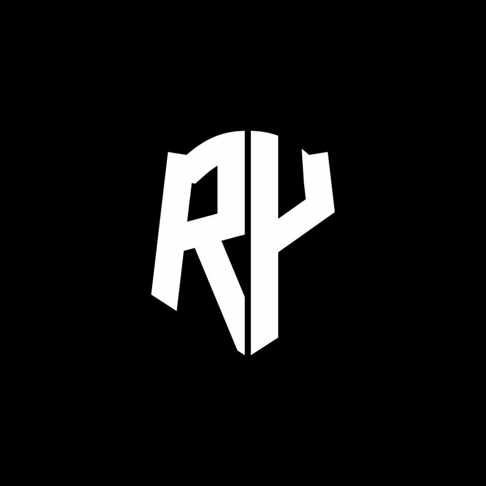 ry Monogramm-Buchstabe-Logo-Band mit Schild-Stil auf schwarzem Hintergrund isoliert vektor