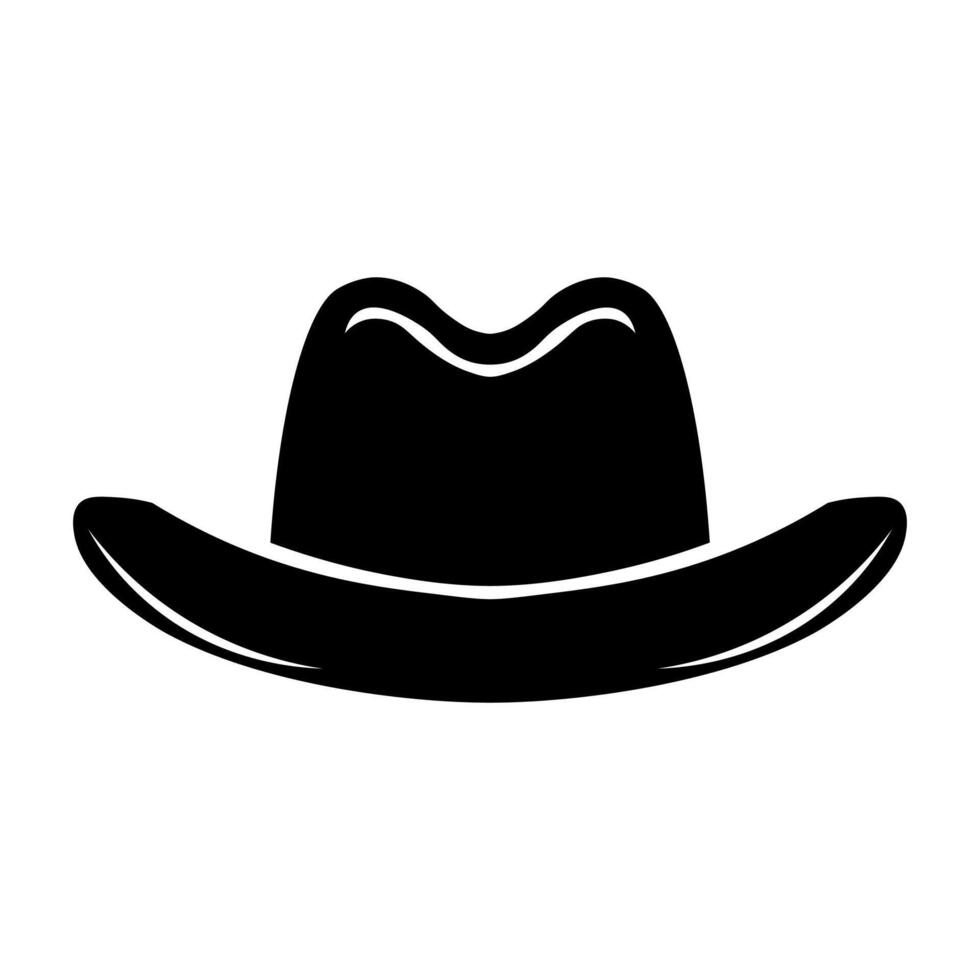 schwarz Vektor Cowboy Hut Symbol isoliert auf Weiß Hintergrund