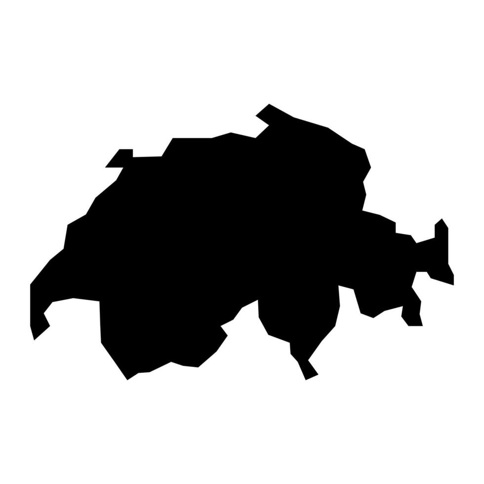 schwarz Vektor Schweiz Karte isoliert auf Weiß Hintergrund