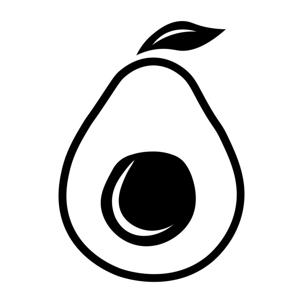 schwarz Vektor Avocado Symbol isoliert auf Weiß Hintergrund