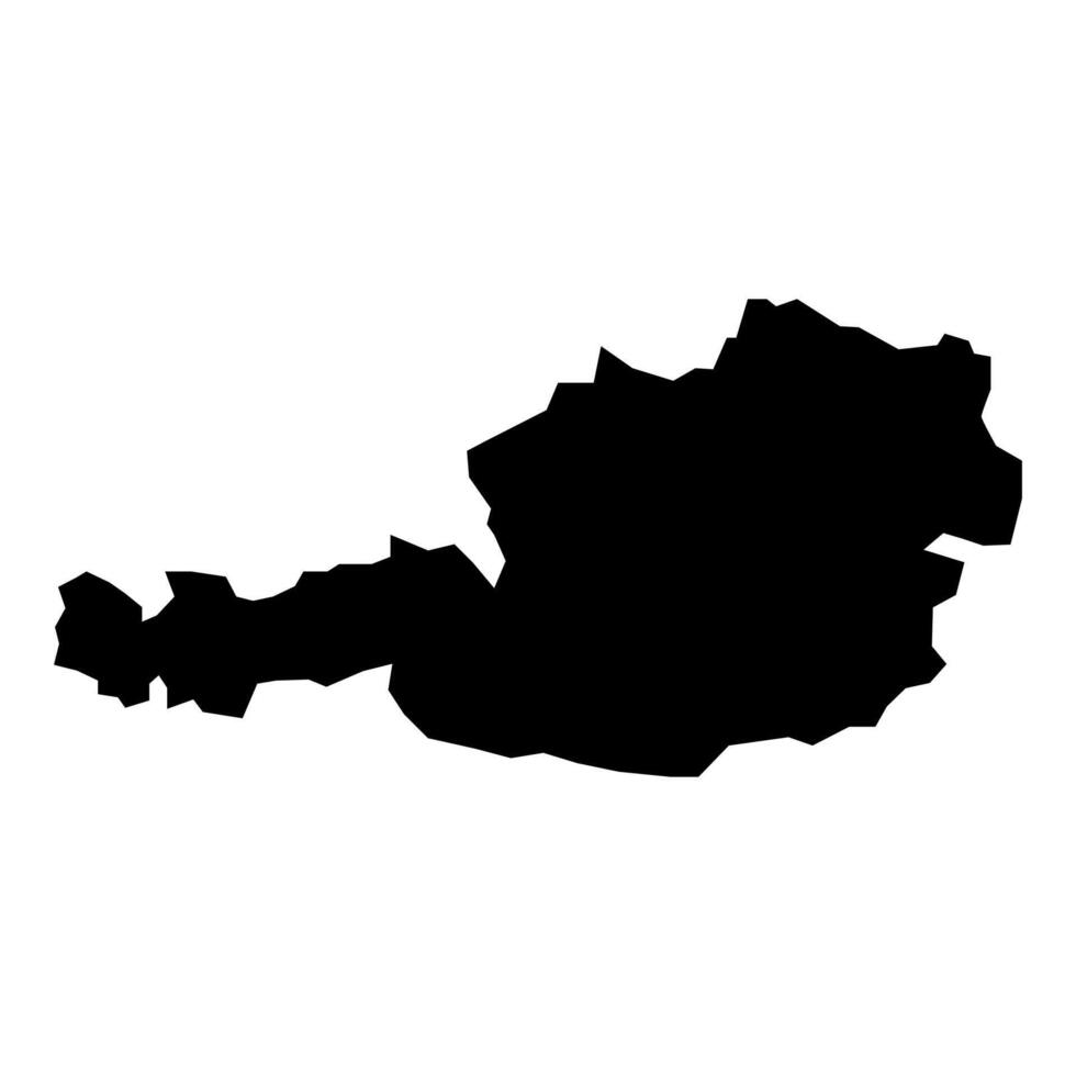 schwarz Vektor Österreich Karte isoliert auf Weiß Hintergrund