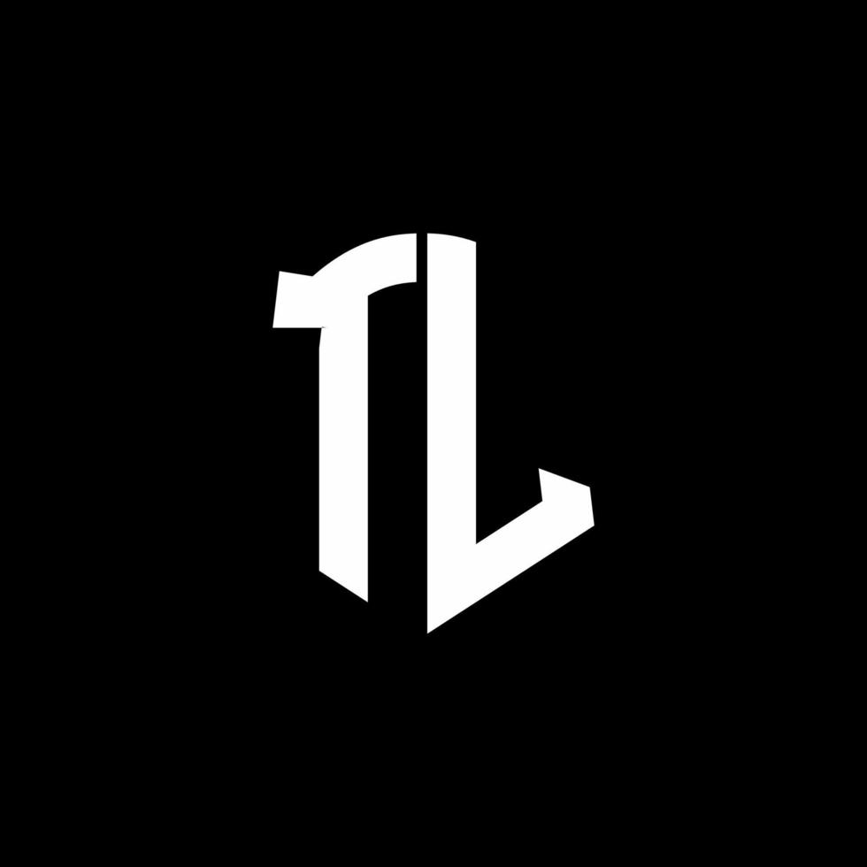 TL-Monogramm-Brief-Logo-Band mit Schild-Stil auf schwarzem Hintergrund isoliert vektor