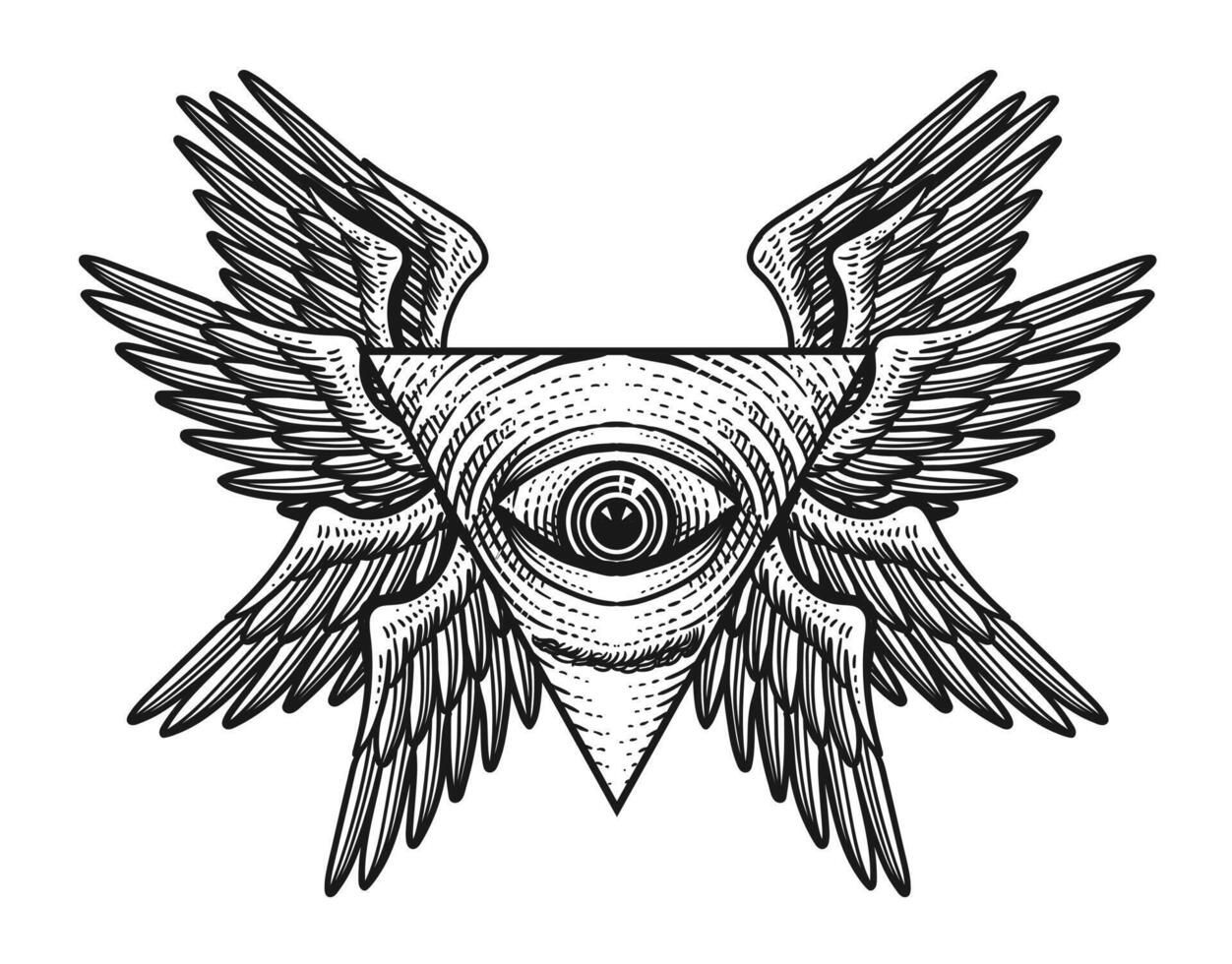 illustration vektor illuminati öga med ängel vingar.