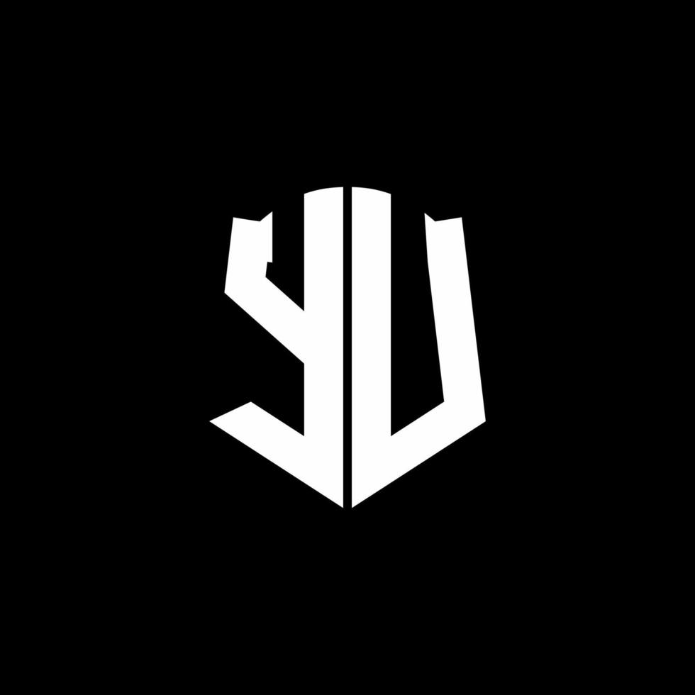 Yu-Monogramm-Buchstaben-Logo-Band mit Schild-Stil auf schwarzem Hintergrund isoliert vektor