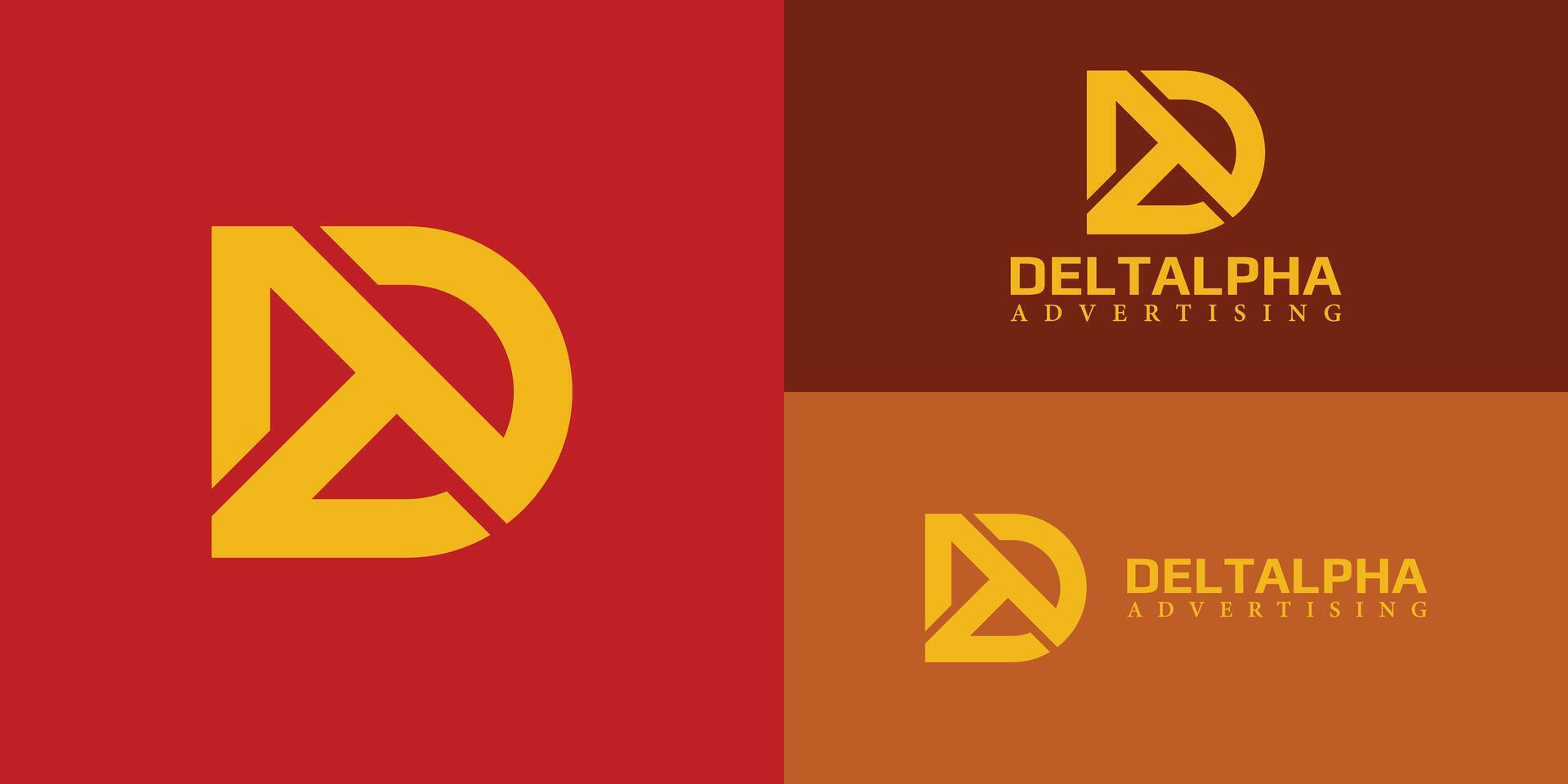 abstrakt första brev da eller ad logotyp i gul Färg isolerat på flera olika röd bakgrund färger. de logotyp är lämplig för reklam firmor eller digital marknadsföring företag ikon logotyp design mall vektor