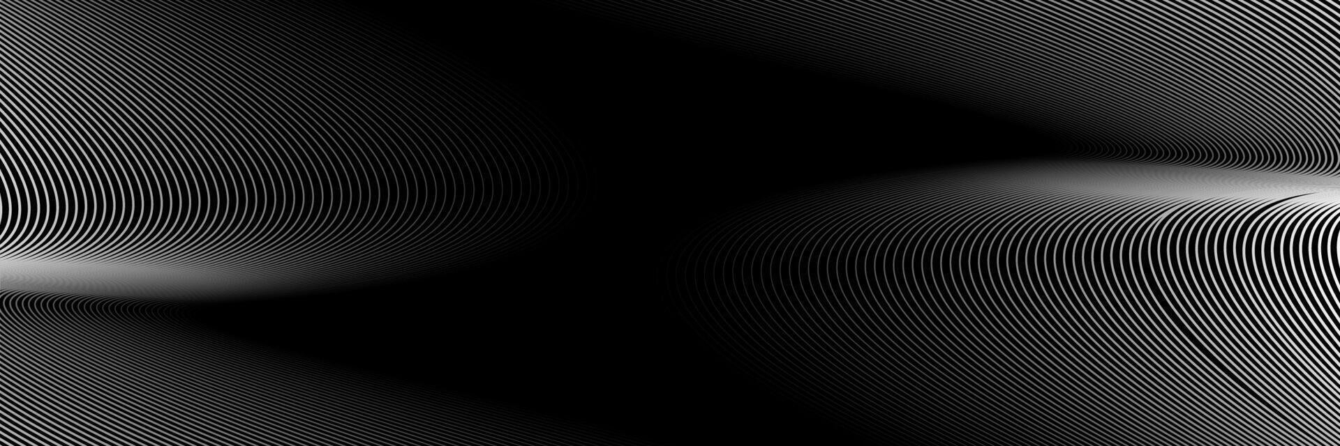 dunkel abstrakt Hintergrund mit glühend Welle. glänzend ziehen um Linien Design Element. futuristisch Technologie Konzept. Vektor Illustration