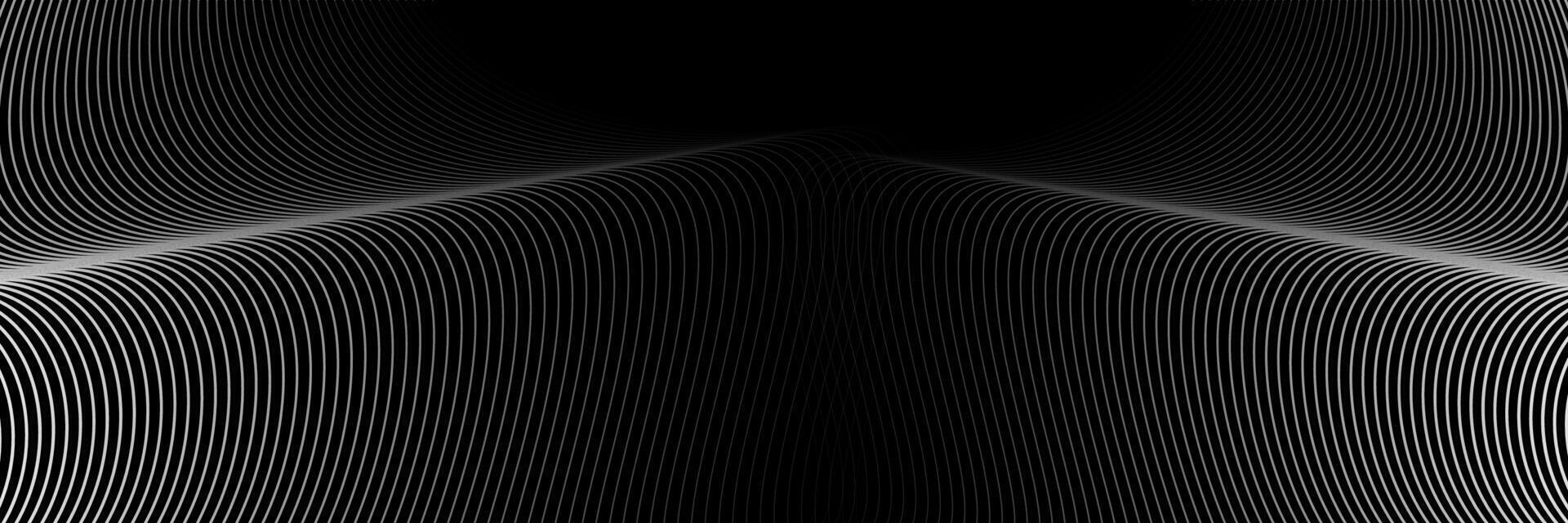 mörk abstrakt bakgrund med lysande Vinka. skinande rör på sig rader design element. trogen teknologi begrepp. vektor illustration