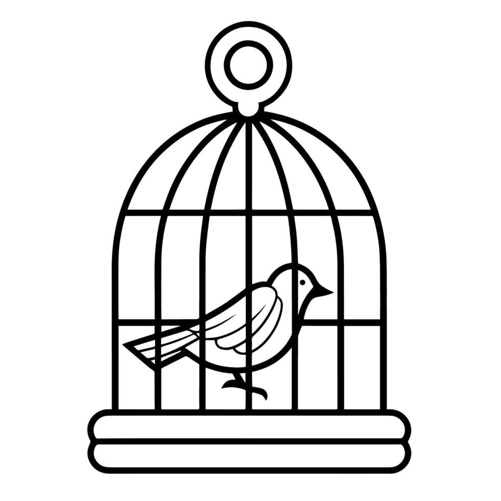 elegant Vogel Käfig Gliederung Symbol im Vektor Format zum Zier Entwürfe.