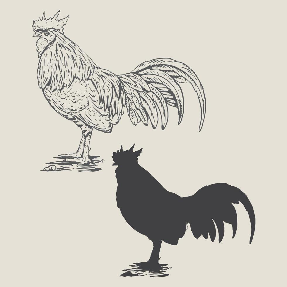 vintage kyckling handritad illustration vektor