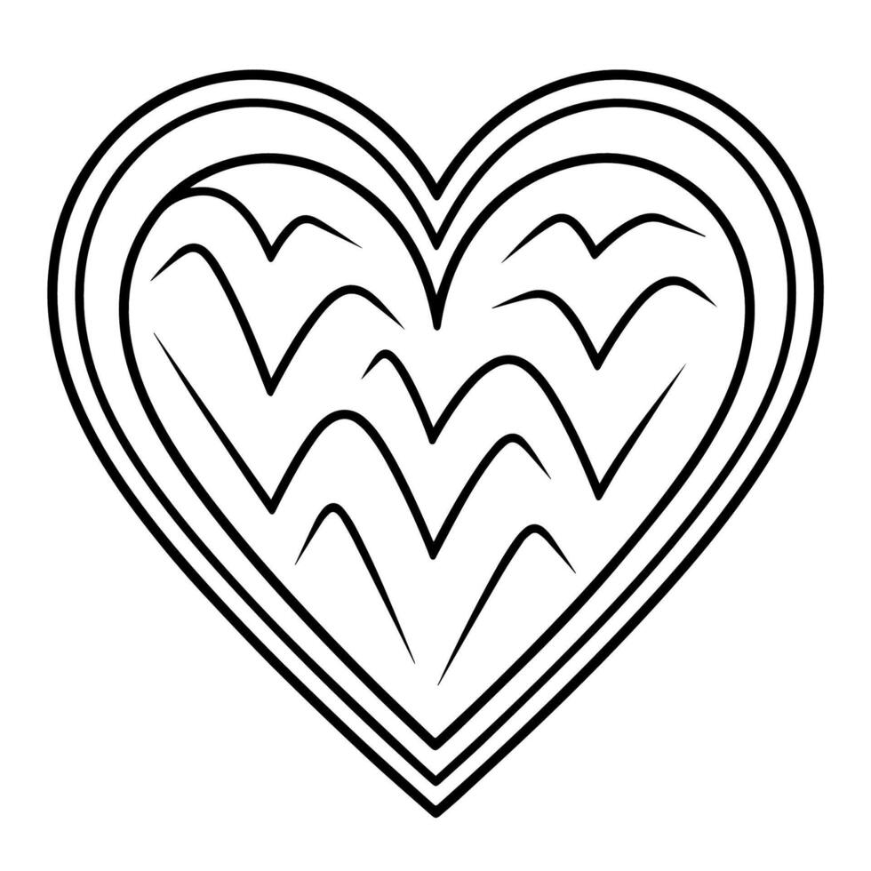 nyckfull vektor översikt av en klotter hjärta ikon för mångsidig använda sig av.