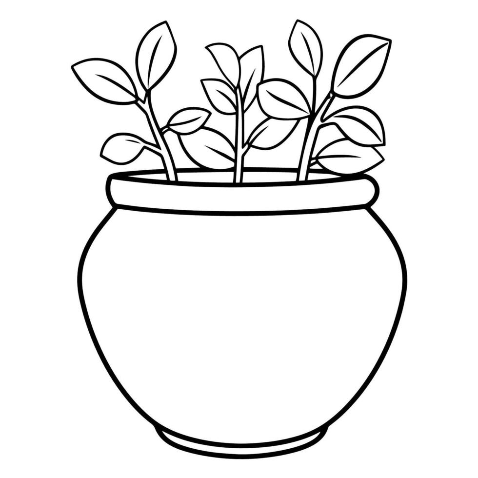 dekorativ växt pott översikt ikon i vektor formatera för trädgårdsarbete mönster.