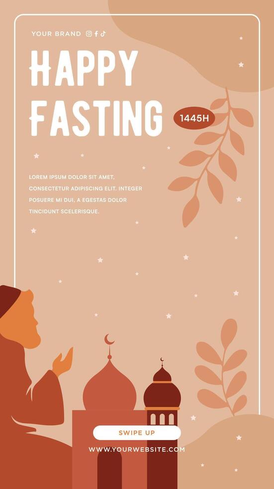 Ramadhan platt design för baner och social media. Lycklig eid mubarak affisch eller flygblad illustration vektor