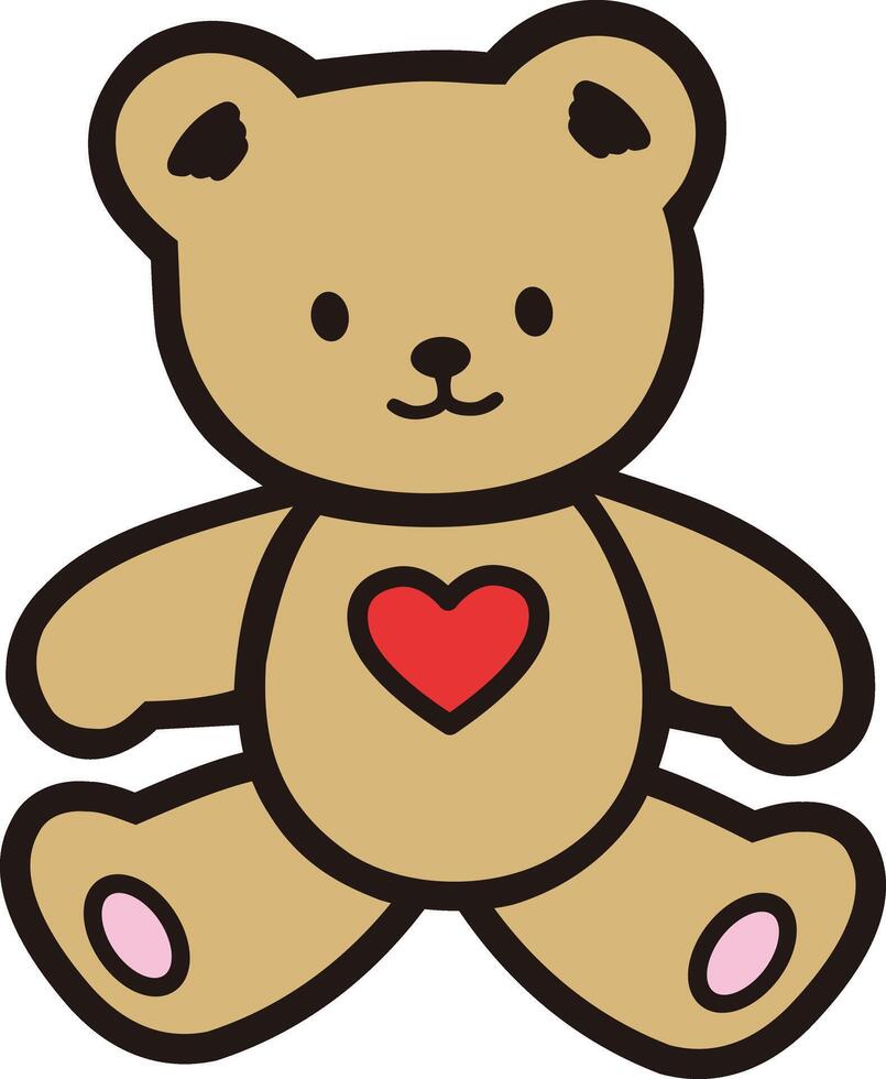 ein Teddy Bär mit ein Herz auf es ist Truhe vektor