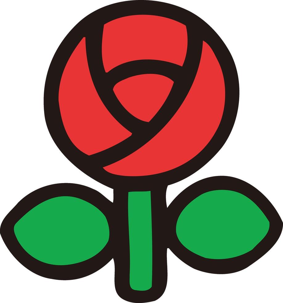 ein rot Rose mit Grün Blätter auf es vektor