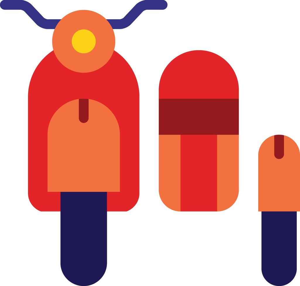 en röd och orange skoter med en blå hantera vektor