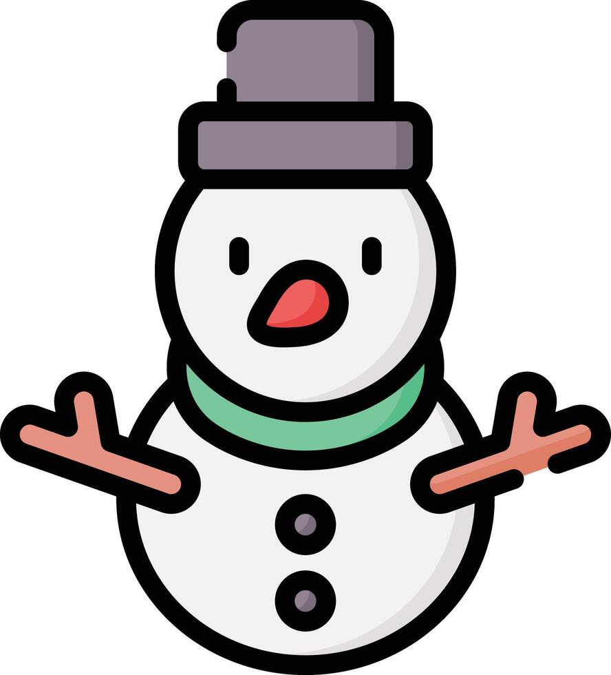 ein Karikatur Schneemann mit ein Hut und Schal vektor