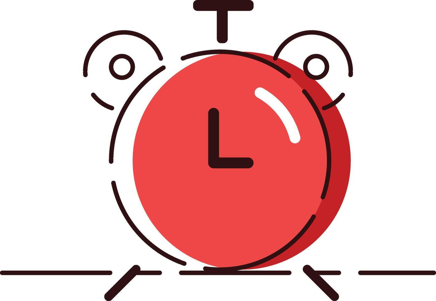 ein rot Alarm Uhr mit ein Uhr Gesicht auf es vektor