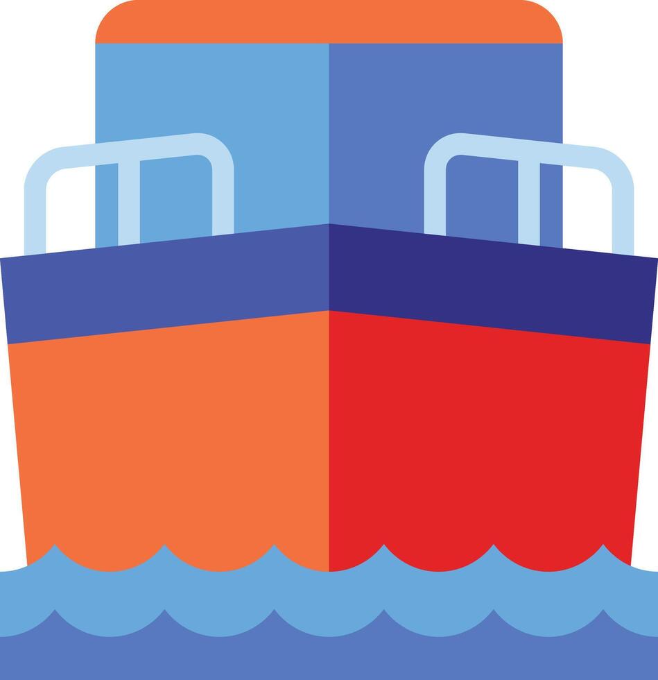 ein rot und Orange Ladung Schiff schwebend im das Ozean vektor