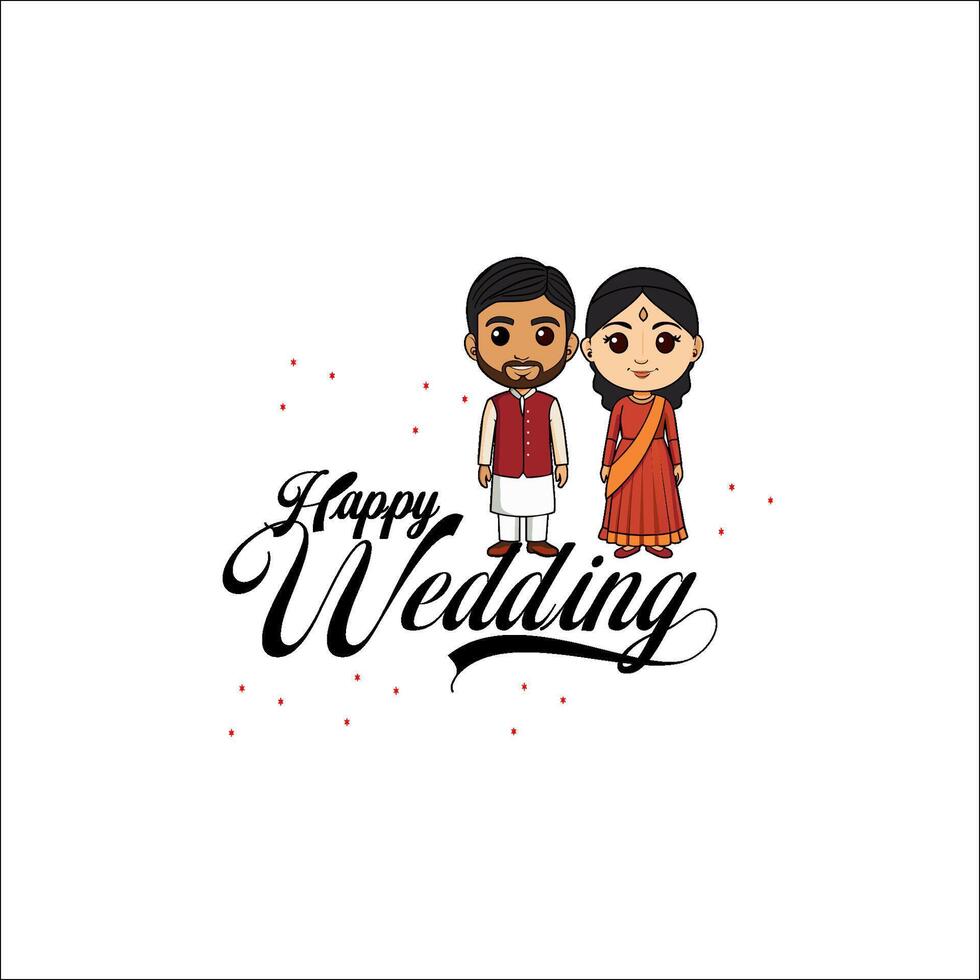 indisch Hochzeit Jahrestag Schöne Grüße auf Weiß Hintergrund. Vektor Illustration