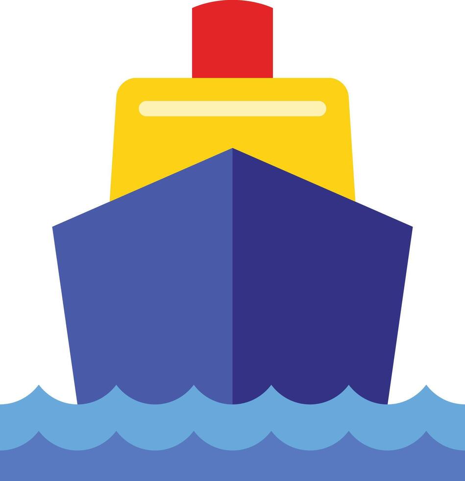 en blå och gul båt flytande i de hav vektor
