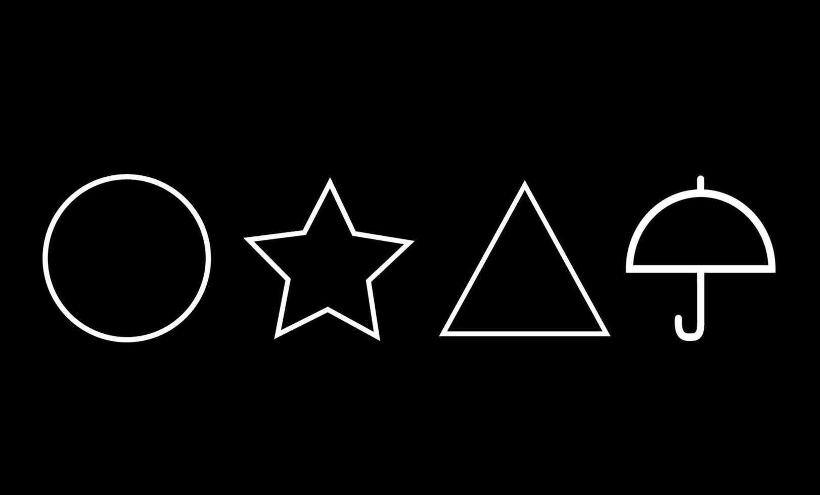 vit paraply cirkel stjärntriangel i svart bakgrund symbol ikon grafisk design spel sydkorea film vektorillustration vektor