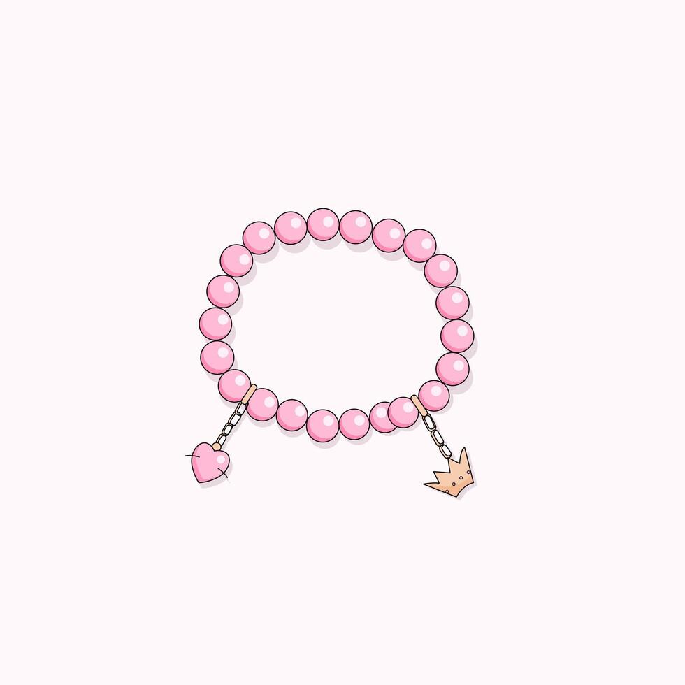 Rosa Schmuck Zubehör. modisch Puppe heiß Rosa Mode Halskette. Karikatur Armband vektor