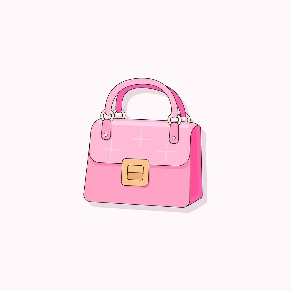 flicka rosa väska. tecknad serie varm rosa mode handväska. docka Tillbehör vektor