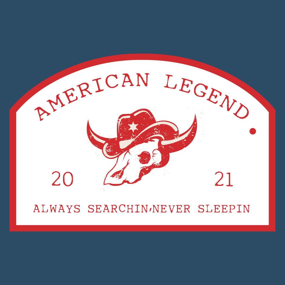 Logo Jahrgang amerikanisch Cowboy Schädel Kopf Vektor Illustration mit bekleidung Design Poster