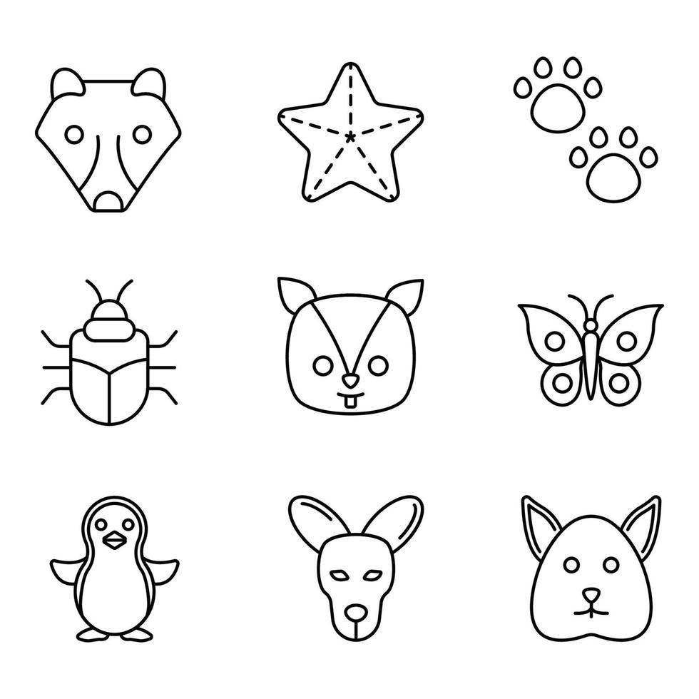 Tiere Linie Icons Set vektor