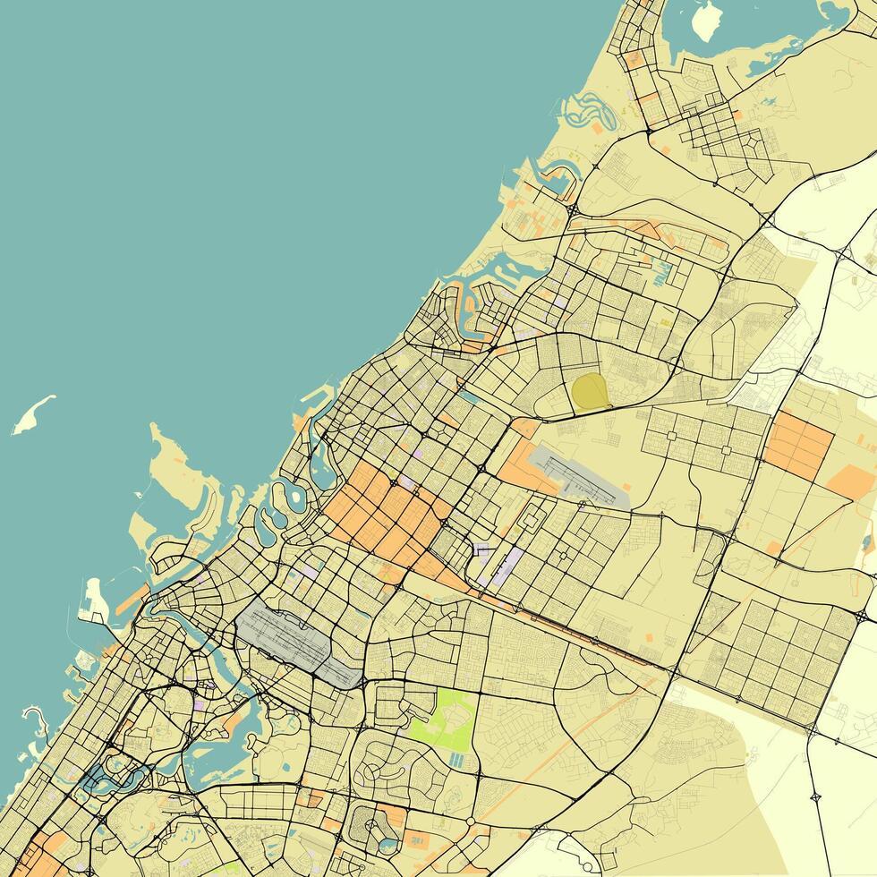 Stadt Karte von Sharjah vereinigt arabisch Emirate vektor