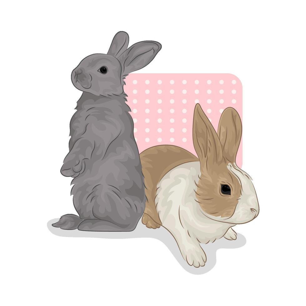 illustration av två kaniner vektor
