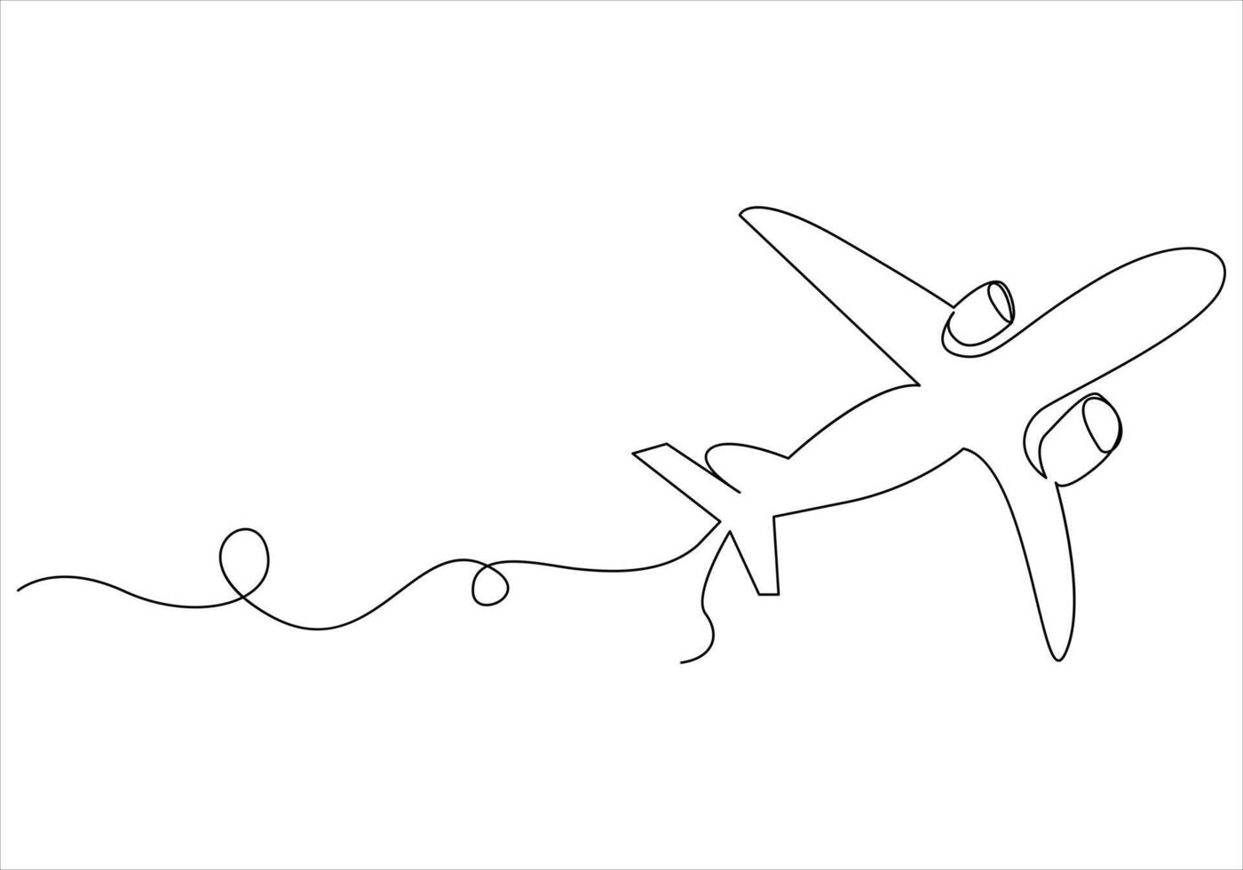 kontinuerlig ett linje teckning av flygplan ut linje vektor konst illustration