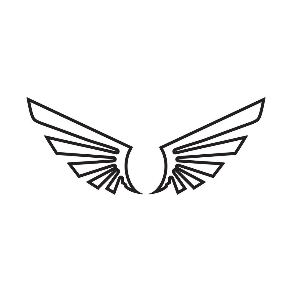 en stiliserade par av vingar i en svart och vit logotyp design. vektor