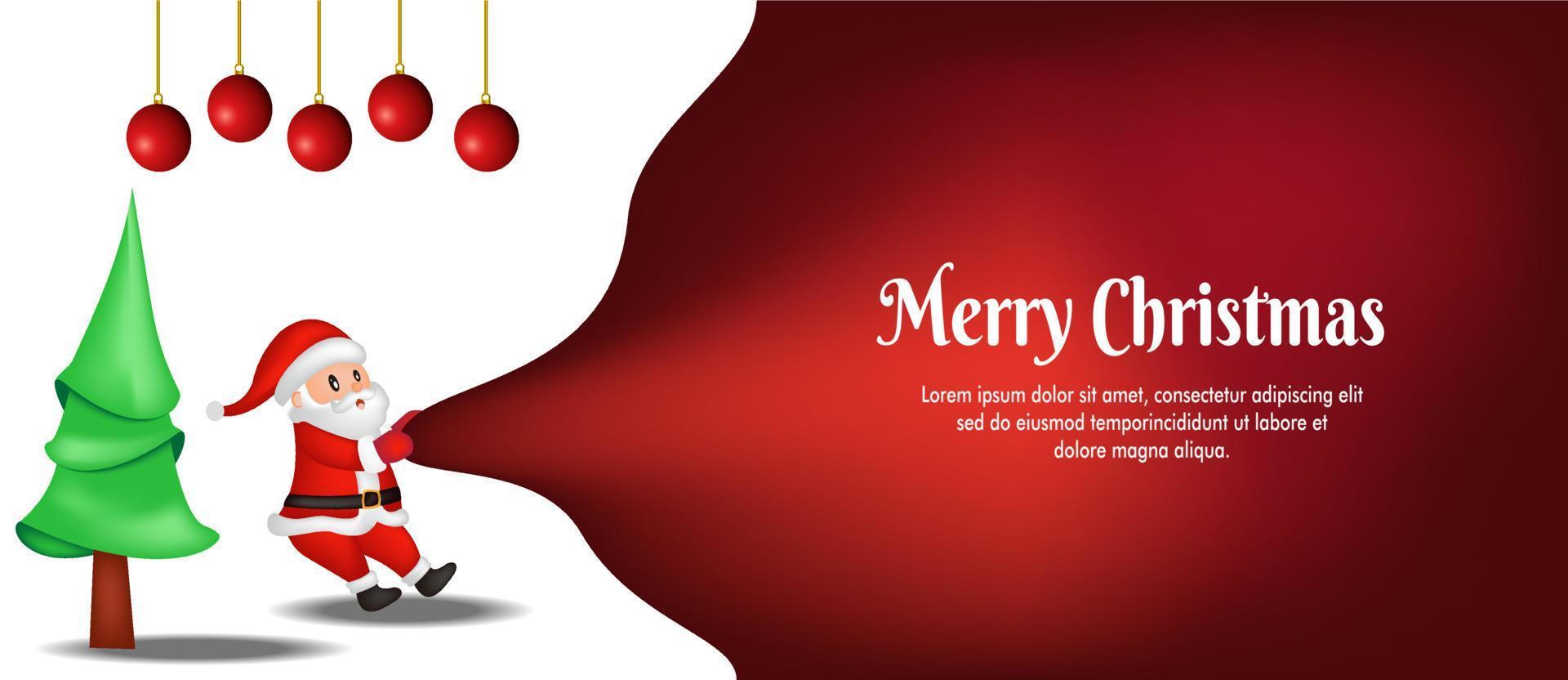 flaches design auf rotem hintergrund für weihnachten mit weihnachtsmann vektor