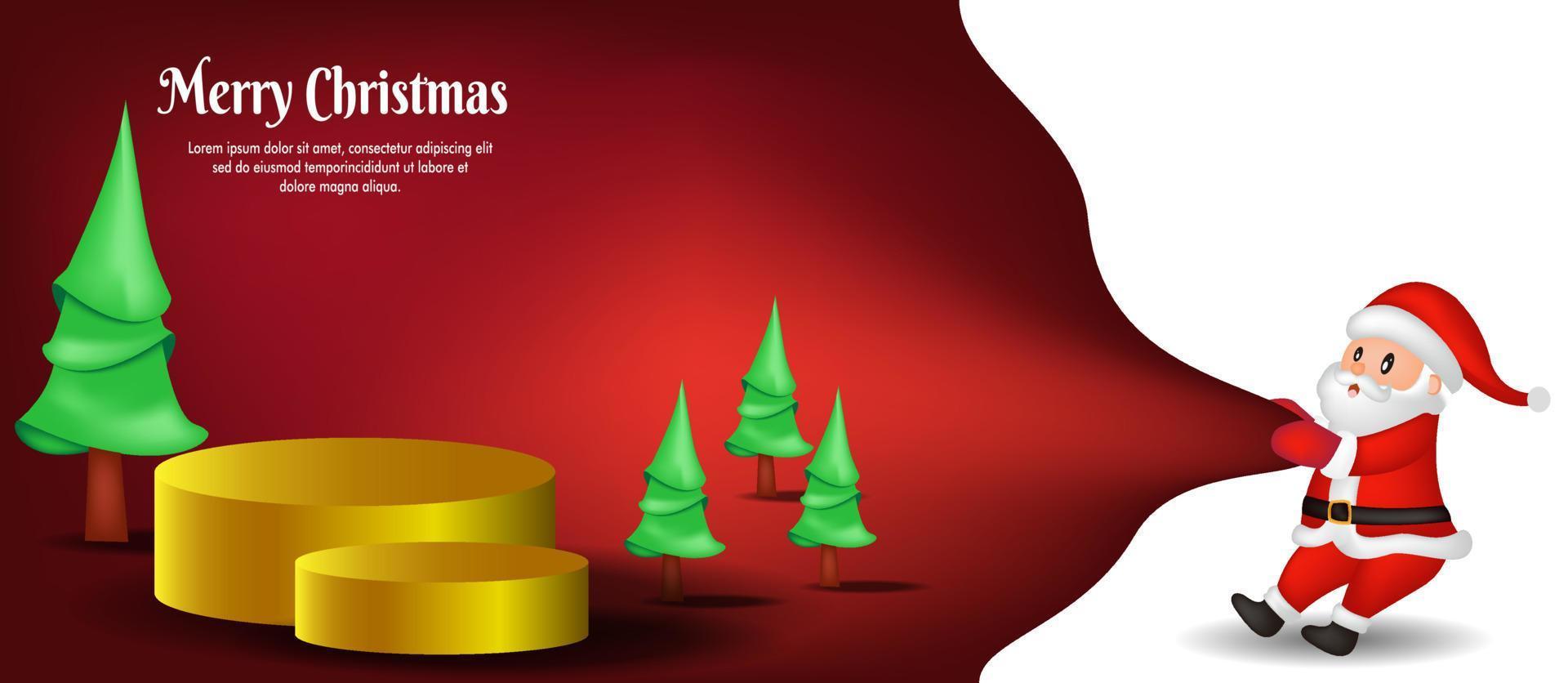 flaches design auf rotem hintergrund für weihnachten mit weihnachtsmann vektor